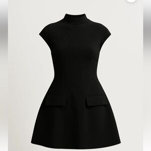 Commense Black Mini Fit-and-Flare Dress